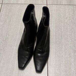 Mango Elegant Black Leather like Ankle Boots